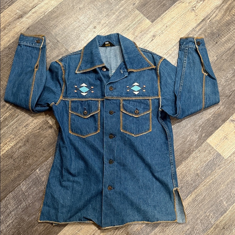 Blue Denim Western Navajo Jacket